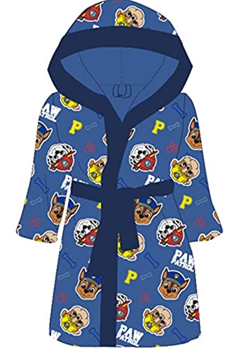 Paw Patrol Characters Mädchen Jungen Kapuzen-Bademantel Morgenmantel Handtuch Schnelltrocknend Mikrofaser im Pfotenmuster 2-8 Jahre, Blau – Chase, Marshall, Rubble Muster, 98 von Eplusm