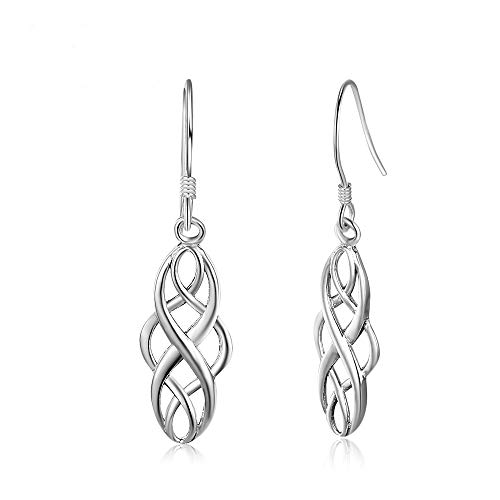 Epoch World Damen Ohrringe 925 Sterling Silber ohrhänger keltischer Knoten Tropfen Ohrringe mit Schmuck Geschenkbox von Epoch World