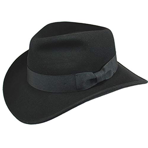 Epoch Hüte Indiana Jones Style Herren Wollfilz Outback Fedora mit Ripsband oder Kunstlederband - Schwarz - Small/Medium Epoch Hüte Indiana Jones Style Herren Wollfilz Outback Fedora mit Ripsband oder Kunstlederband - Schwarz - Small/Medium von Epoch hats