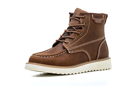Epochsaga Arbeit Stiefel Soft Moc Toe für Männer, Knöchel Mode lässig Wasser resistent Vollnarbenleder isolierte Schuhe braun 6 Zoll (Braun, Erwachsene, Herren, 44, Numerisch, EU Schuhgrößensystem, M) von Epochsaga