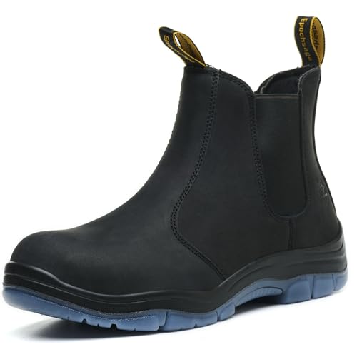 Epochsaga Composite/Stahlzehe Chelsea Sicherheitsarbeitsstiefel Industrie&Bau Knöchelschuhe Mode Isoliert Leichtgewicht (Schwarz, Erwachsene, Herren, 40, Numerisch, EU Schuhgrößensystem, M) von Epochsaga
