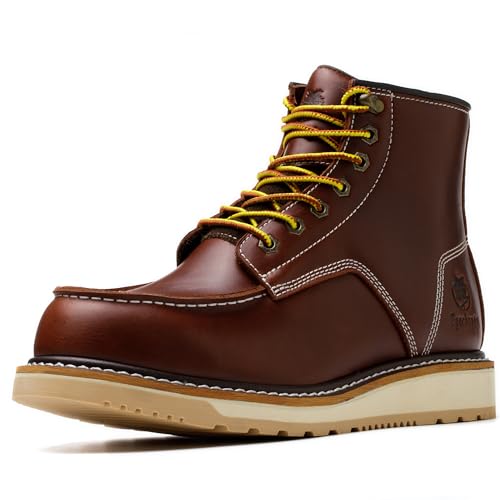 Epochsaga Soft Moc Toe Waterproof Fashion Industiral&Construction Arbeitsstiefel 6'' Braun/Schwarz (Braun, Erwachsene, Herren, 48, Numerisch, EU Schuhgrößensystem, M) von Epochsaga