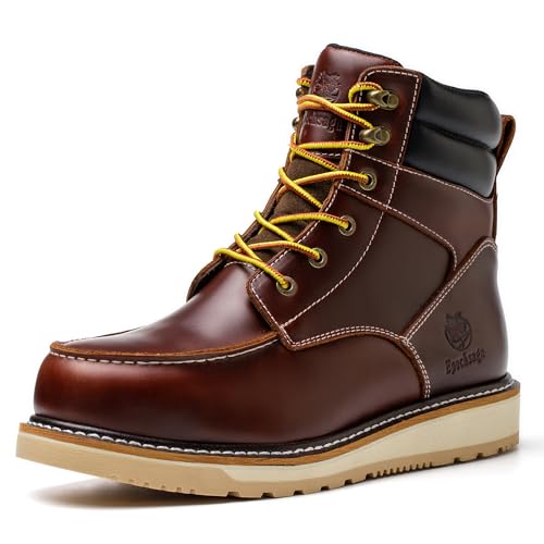 Epochsaga Wasserdichte Weiche Moc Toe Mode Industiral&Construction Work Stiefel 6'' Braun/Schwarz (Braun, Erwachsene, Herren, 41, Numerisch, EU Schuhgrößensystem, M) von Epochsaga