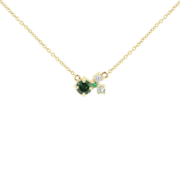 Eppi Cluster Halskette mit grünem Diamanten und Edelsteinen Millie von Eppi