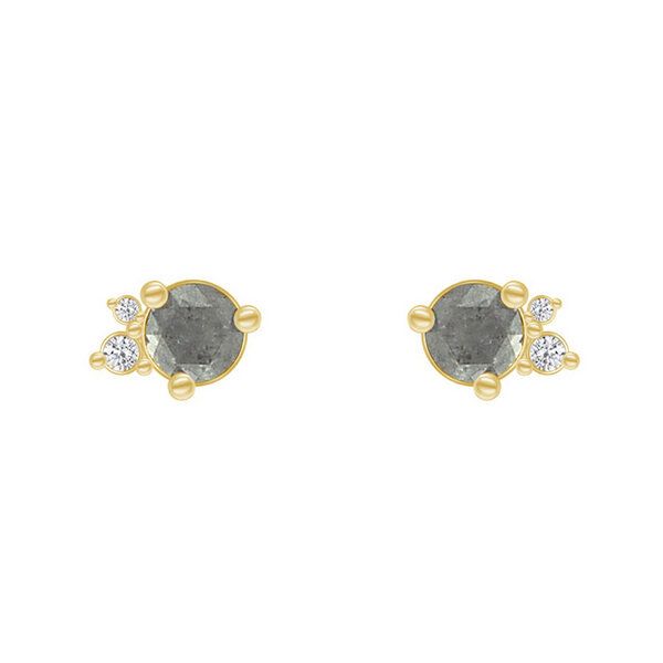 Eppi Goldene Cluster-Ohrringe mit Salt and Pepper Diamant Meave von Eppi
