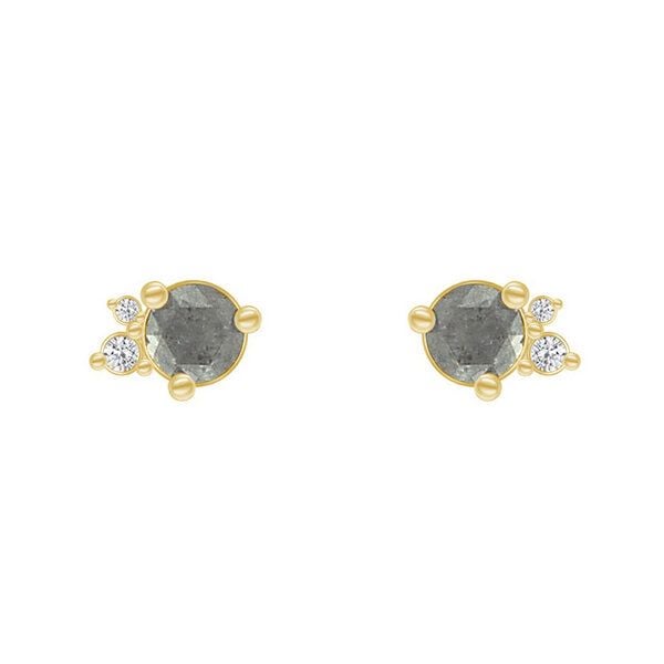 Eppi Goldene Cluster-Ohrringe mit Salt and Pepper Diamant Meave von Eppi