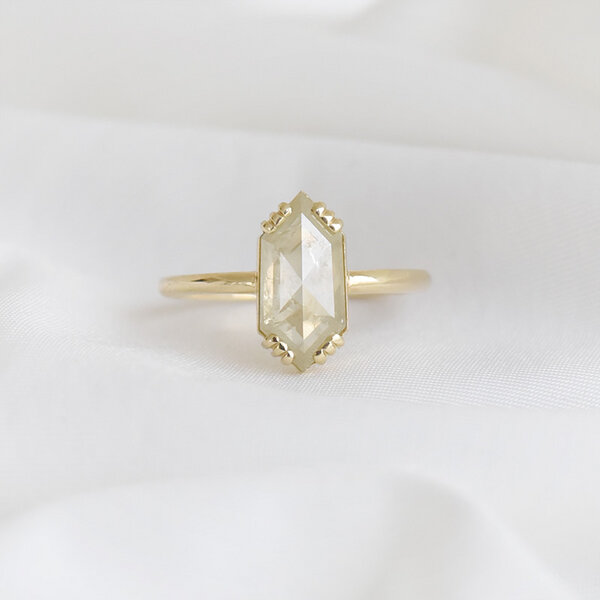 Eppi Goldener Ring mit Hexagon Salt und Pepper Diamanten Yene von Eppi