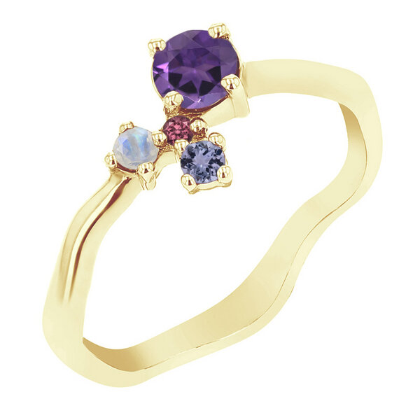 Eppi Lila Cluster Ring mit Amethyst und Edelsteinen Roche von Eppi