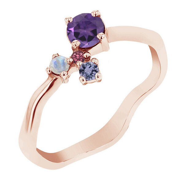 Eppi Lila Cluster Ring mit Amethyst und Edelsteinen Roche von Eppi