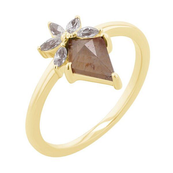 Eppi Ring mit einem Salt and Pepper Diamanten und weißen Moissaniten Leony von Eppi