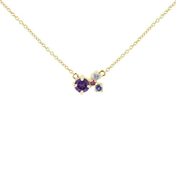 Eppi Silberne Cluster Kette mit Amethyst und Edelsteinen Millie von Eppi
