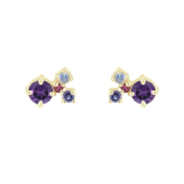Eppi Silberne Cluster Ohrringe mit Amethysten und Edelsteinen Kerrie von Eppi