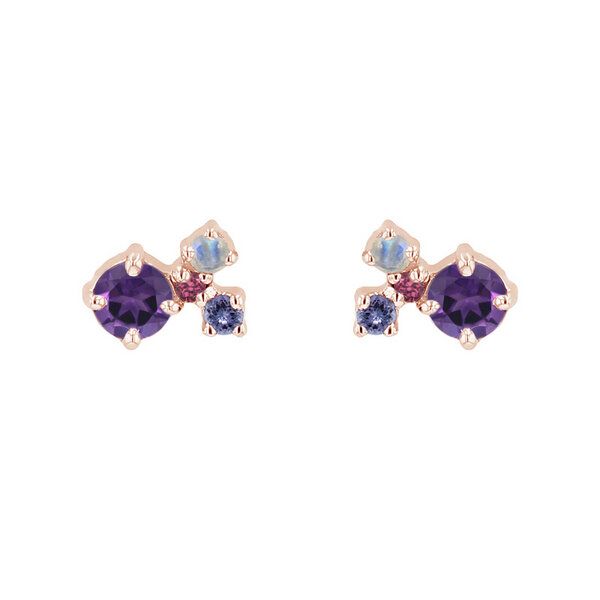 Eppi Silberne Cluster Ohrringe mit Amethysten und Edelsteinen Kerrie von Eppi