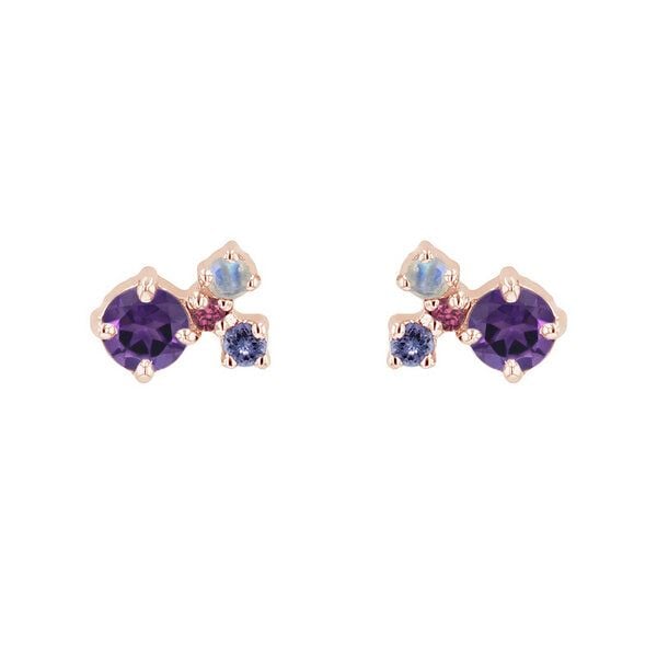 Eppi Silberne Cluster Ohrringe mit Amethysten und Edelsteinen Kerrie von Eppi