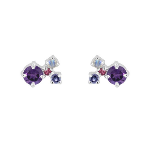 Eppi Silberne Cluster Ohrringe mit Amethysten und Edelsteinen Kerrie von Eppi