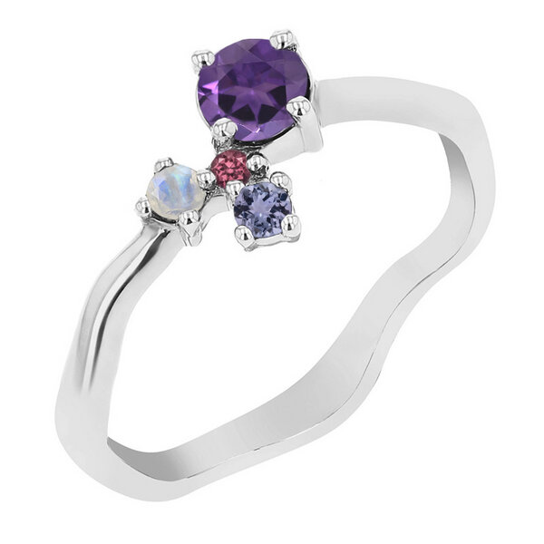 Eppi Silberner Cluster Ring mit Amethyst und Edelsteinen Roche von Eppi