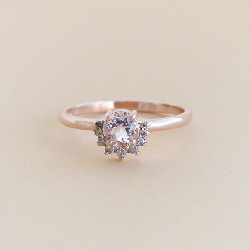 Unikat Gold Ring Mit Morganit | Massiver 14K Grauen Diamanten von EppiJewelry