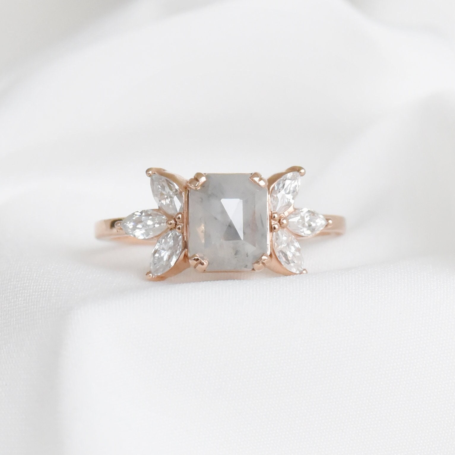 Unikat Ring Mit Salz Und Pfeffer Diamant | Grauer Moissanites von EppiJewelry