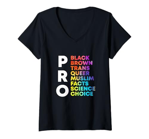 Damen Pro Black Brown Trans Queer Science Science Homosexuelle Gleichstellung T-Shirt mit V-Ausschnitt Damen Pro Black Brown Trans Queer Science Science Homosexuelle Gleichstellung T-Shirt mit V-Ausschnitt von Equal Rights Activism Rainbow Transgender Love
