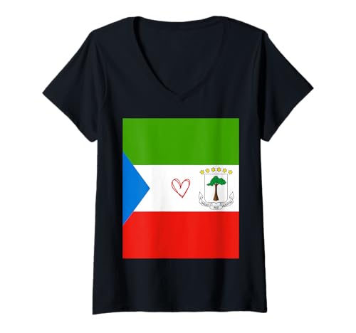 Damen Äquatorialguinea-Flagge, äquatoguinisches Herz, stolzer Erbe T-Shirt mit V-Ausschnitt Damen Äquatorialguinea-Flagge, äquatoguinisches Herz, stolzer Erbe T-Shirt mit V-Ausschnitt von Equatorial Guinea Flag Equatoguinean Gifts Idea