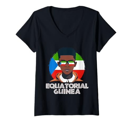 Damen Äquatorialguinea, Äquatorialguineische Flagge, Äquatorial T-Shirt mit V-Ausschnitt Damen Äquatorialguinea, Äquatorialguineische Flagge, Äquatorial T-Shirt mit V-Ausschnitt von Equatorial Guinea Flag Gifts for Equatorial