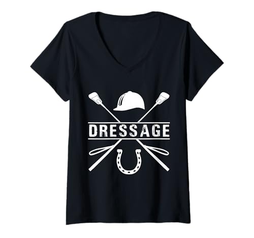 Damen Stilvolles Dressur-Enthusiasten-Design T-Shirt mit V-Ausschnitt Damen Stilvolles Dressur-Enthusiasten-Design T-Shirt mit V-Ausschnitt von Equestrian Elegance