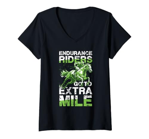 Damen Endurance Riders T-Shirt mit V-Ausschnitt Damen Endurance Riders T-Shirt mit V-Ausschnitt von Equestrian Endurance Trail Riding Horse Racing