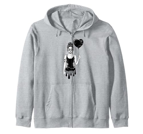 Dunkles Romantisches Mädchen mit Herzballon im Streetstyle Kapuzenjacke Dunkles Romantisches Mädchen mit Herzballon im Streetstyle Kapuzenjacke von Equestrian Horseback Riding Jockey Hooves