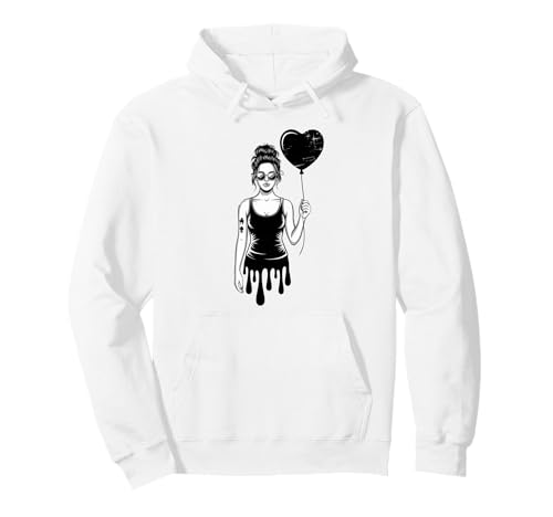 Dunkles Romantisches Mädchen mit Herzballon im Streetstyle Pullover Hoodie Dunkles Romantisches Mädchen mit Herzballon im Streetstyle Pullover Hoodie von Equestrian Horseback Riding Jockey Hooves