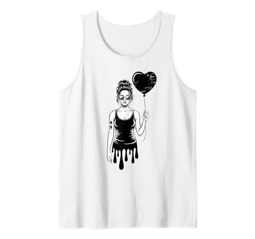 Dunkles Romantisches Mädchen mit Herzballon im Streetstyle Tank Top Dunkles Romantisches Mädchen mit Herzballon im Streetstyle Tank Top von Equestrian Horseback Riding Jockey Hooves
