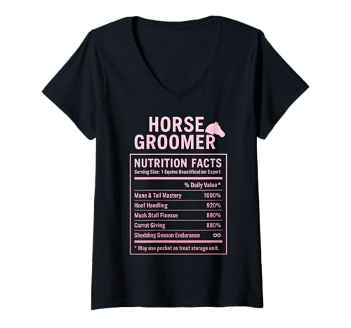 Damen Funny Horse Groomer Barn Life Equestrian Care T-Shirt mit V-Ausschnitt Damen Funny Horse Groomer Barn Life Equestrian Care T-Shirt mit V-Ausschnitt von Equestrian Humor Horse Care Gif for Stable Workers