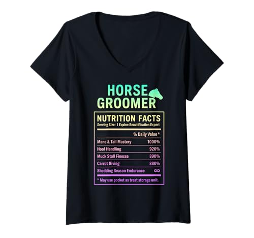Damen Funny Horse Groomer Barn Life Equestrian Care T-Shirt mit V-Ausschnitt Damen Funny Horse Groomer Barn Life Equestrian Care T-Shirt mit V-Ausschnitt von Equestrian Humor Horse Care Gif for Stable Workers