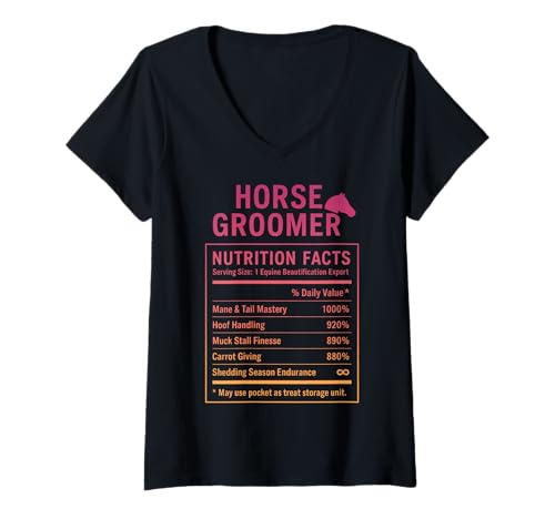 Damen Funny Horse Groomer Barn Life Equestrian Care T-Shirt mit V-Ausschnitt Damen Funny Horse Groomer Barn Life Equestrian Care T-Shirt mit V-Ausschnitt von Equestrian Humor Horse Care Gif for Stable Workers