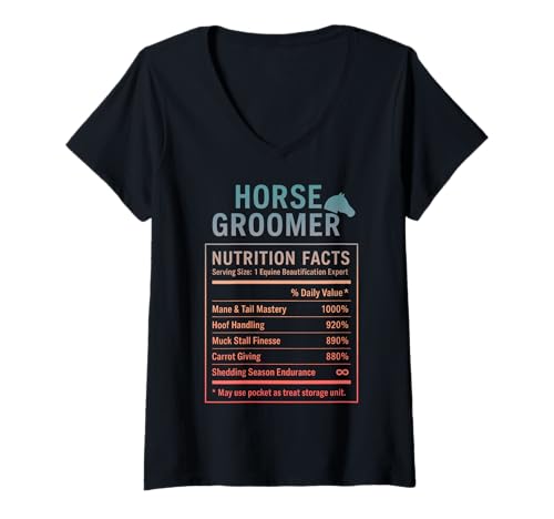 Damen Funny Horse Groomer Barn Life Equestrian Care T-Shirt mit V-Ausschnitt Damen Funny Horse Groomer Barn Life Equestrian Care T-Shirt mit V-Ausschnitt von Equestrian Humor Horse Care Gif for Stable Workers