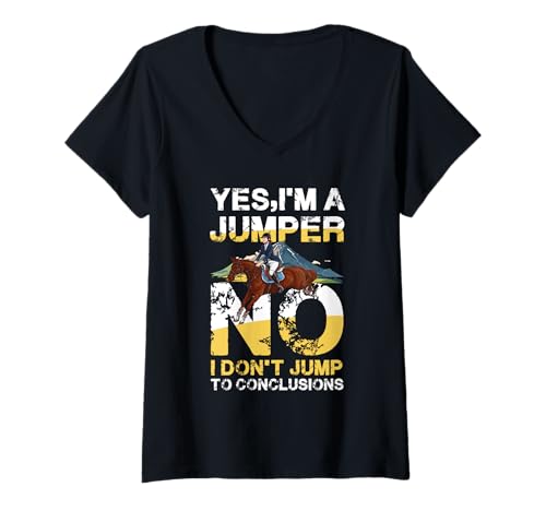 Damen Ja, ich Bin EIN Springer Nein, ich springe Nicht, Humor. T-Shirt mit V-Ausschnitt Damen Ja, ich Bin EIN Springer Nein, ich springe Nicht, Humor. T-Shirt mit V-Ausschnitt von Equestrian Humor Riding Enthusiast Art