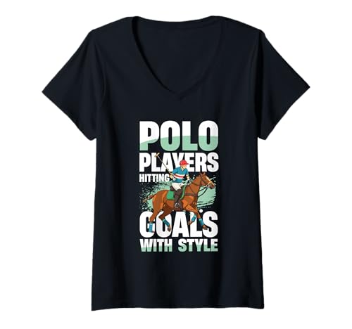 Damen Polospieler T-Shirt mit V-Ausschnitt Damen Polospieler T-Shirt mit V-Ausschnitt von Equestrian Polo Enthusiasts Sport Riders