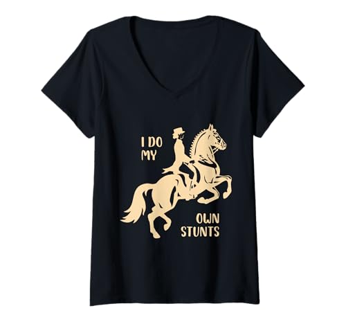 Damen Pferdesport Stunt Rider Design T-Shirt mit V-Ausschnitt von Equestrian Style Co.