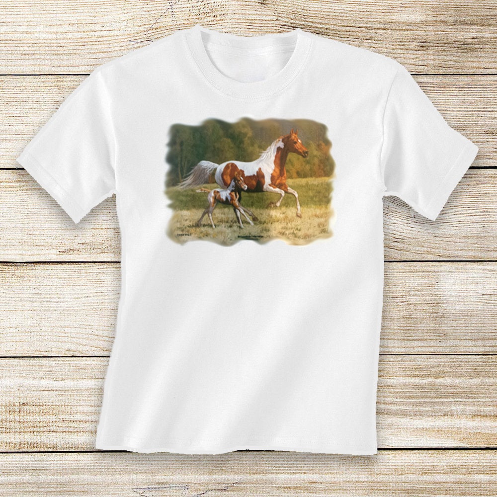 "Laufende Stute Und Fohlen Kurzarm/Langarm Shirt Für Kleinkinder - 2 T 5 Jungen Mädchen von EquestrianCreations