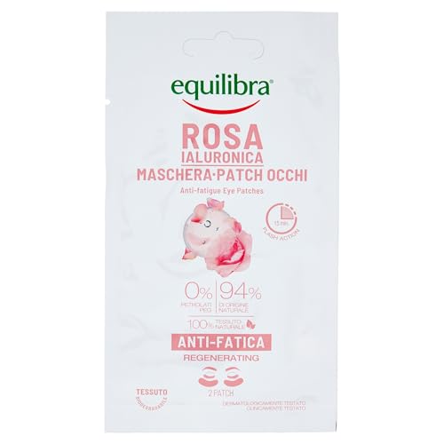 Equilibra, Augenpflaster, Anti-Müdigkeit gegen Augenringe und Taschen, 2 Patches mit Damaszener-Rosenextrakt, Hyaluronsäure mit hohem und mittlerem und niedrigem Gewicht, Koffein und Centella-Extrakt Equilibra, Augenpflaster, Anti-Müdigkeit gegen Augenringe und Taschen, 2 Patches mit Damaszener-Rosenextrakt, Hyaluronsäure mit hohem und mittlerem und niedrigem Gewicht, Koffein und Centella-Extrakt von Equilibra