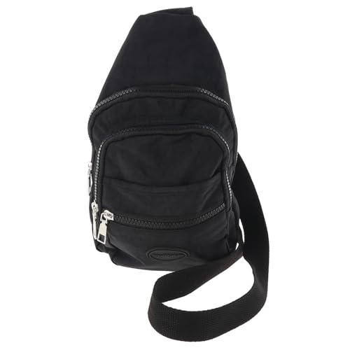 Equilibrium Schicker moderner Rucksack Freizeittasche mit Reißverschluss und langem Gurt - Schwarz oder Pink Fuchisa, Schwarz , Zeitgenössisch von equilibrium