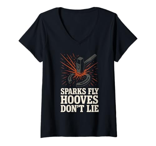 Damen Farrier Life Hoeing Humor Pferdehuf Barn Pride T-Shirt mit V-Ausschnitt Damen Farrier Life Hoeing Humor Pferdehuf Barn Pride T-Shirt mit V-Ausschnitt von Equine Specialist Blacksmith Funny Farrier Gear