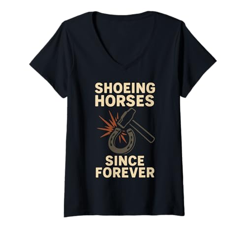 Damen Farrier Life Hoeing Humor Pferdehuf Barn Pride T-Shirt mit V-Ausschnitt Damen Farrier Life Hoeing Humor Pferdehuf Barn Pride T-Shirt mit V-Ausschnitt von Equine Specialist Blacksmith Funny Farrier Gear