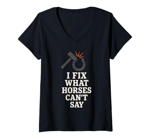 Damen Farrier Life Hoeing Humor Pferdehuf Barn Pride T-Shirt mit V-Ausschnitt Damen Farrier Life Hoeing Humor Pferdehuf Barn Pride T-Shirt mit V-Ausschnitt von Equine Specialist Blacksmith Funny Farrier Gear