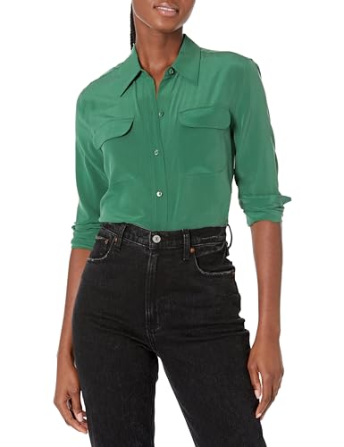 Equipment Damen Slim Signature Langarm Top in Eden, Eden, Klein von Equipment