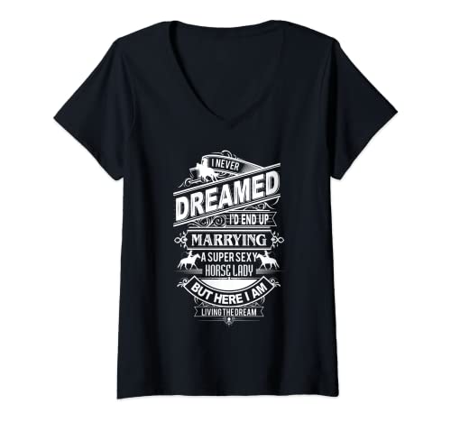 Damen Pferde-T-Shirt, Geschenk für den neuen Ehemann von der Pferdefrau T-Shirt mit V-Ausschnitt Damen Pferde-T-Shirt, Geschenk für den neuen Ehemann von der Pferdefrau T-Shirt mit V-Ausschnitt von Equiteswear