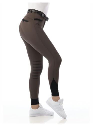Damen Reithose Silikon Kniebesatz SAFIR EquiTheme braun/schwarz 32 von Equitheme