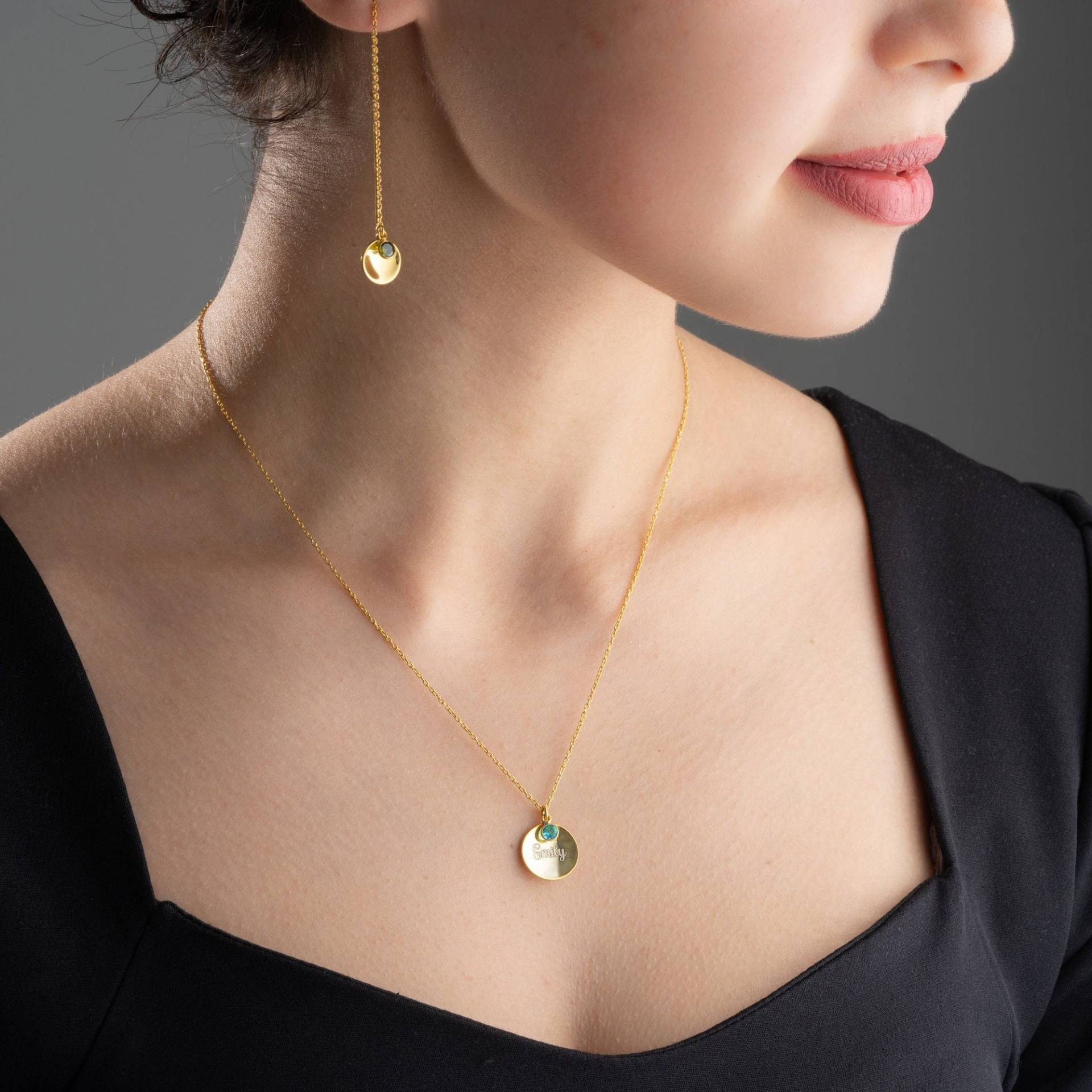 Personalisierte Birthstone Halskette Und Ohrringe Für Frauen Schmuck-Set Personalisierte Birthstone Halskette Und Ohrringe Für Frauen Schmuck-Set von ErHaJewelry