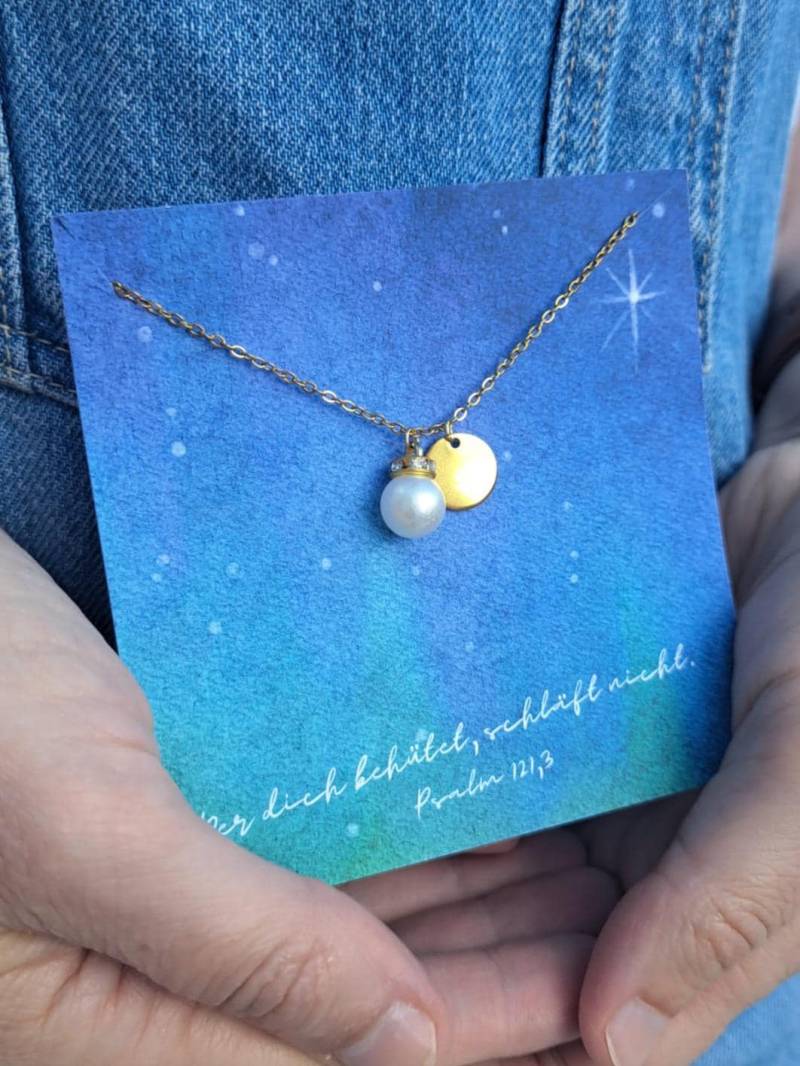 Goldkette Sonne Und Mond, Christlicher Schmuck, Zierliche Kette Aus Vergoldetem Edelstahl von ErMUTigungsschmuck