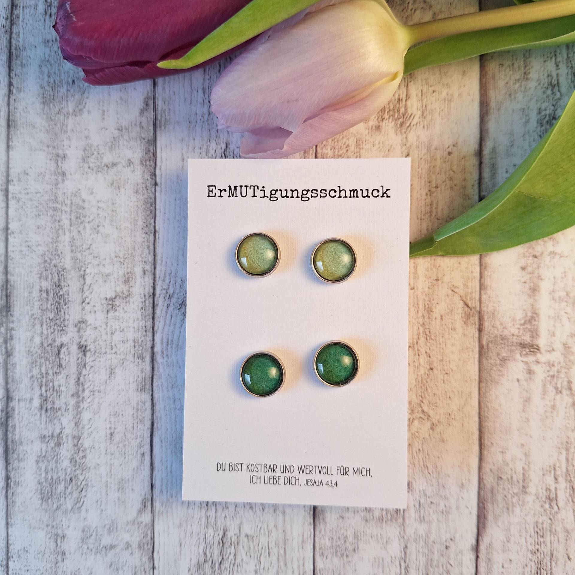 Ohrringe in Bunten Farbduos, Ohrstecker Edelstahl, Blau Pink, Geschenk Geburtstag, Freundin, Neon von ErMUTigungsschmuck