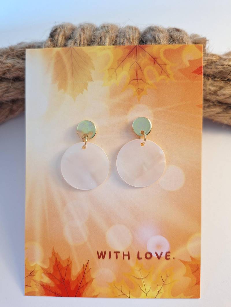 Perlmutt Ohrstecker, Ohrstecker Goldener Kreis Und Perlmuttkreis, Geschenkidee Freundin, Ohrringe Aus Holz, Geschenk Freundin von ErMUTigungsschmuck